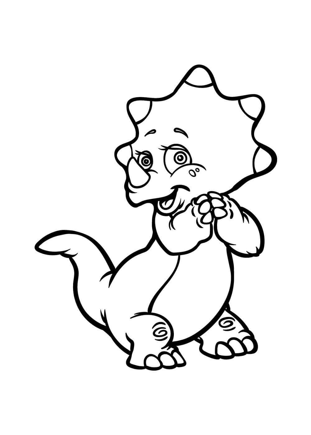 Dibujo de Lindo Bebé Dinosaurio para Colorear y Imprimir