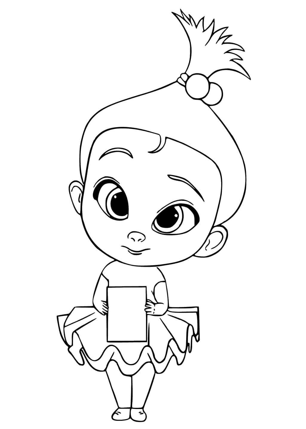 Dibujo de Niña de Dibujos Animados para Colorear y Imprimir