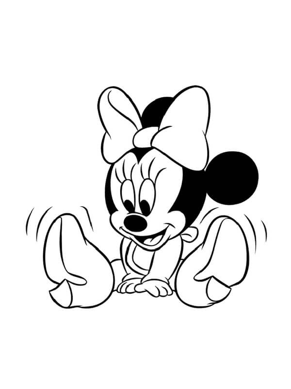 Dibujo de Ratón Minnie Bebé para Colorear y Imprimir