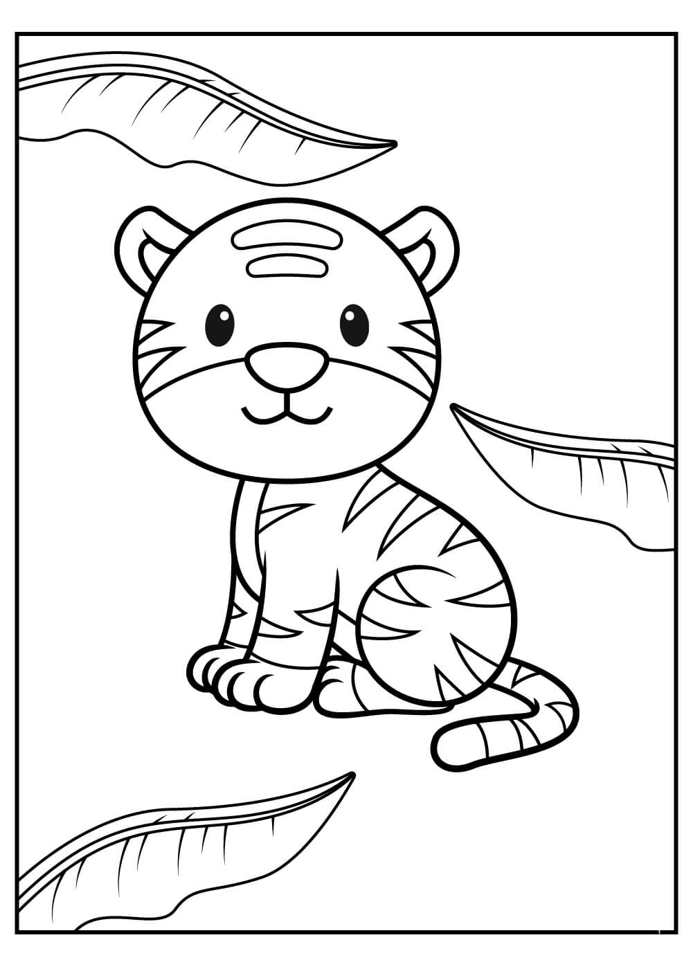 Dibujo de Tigre Bebé para Colorear y Imprimir