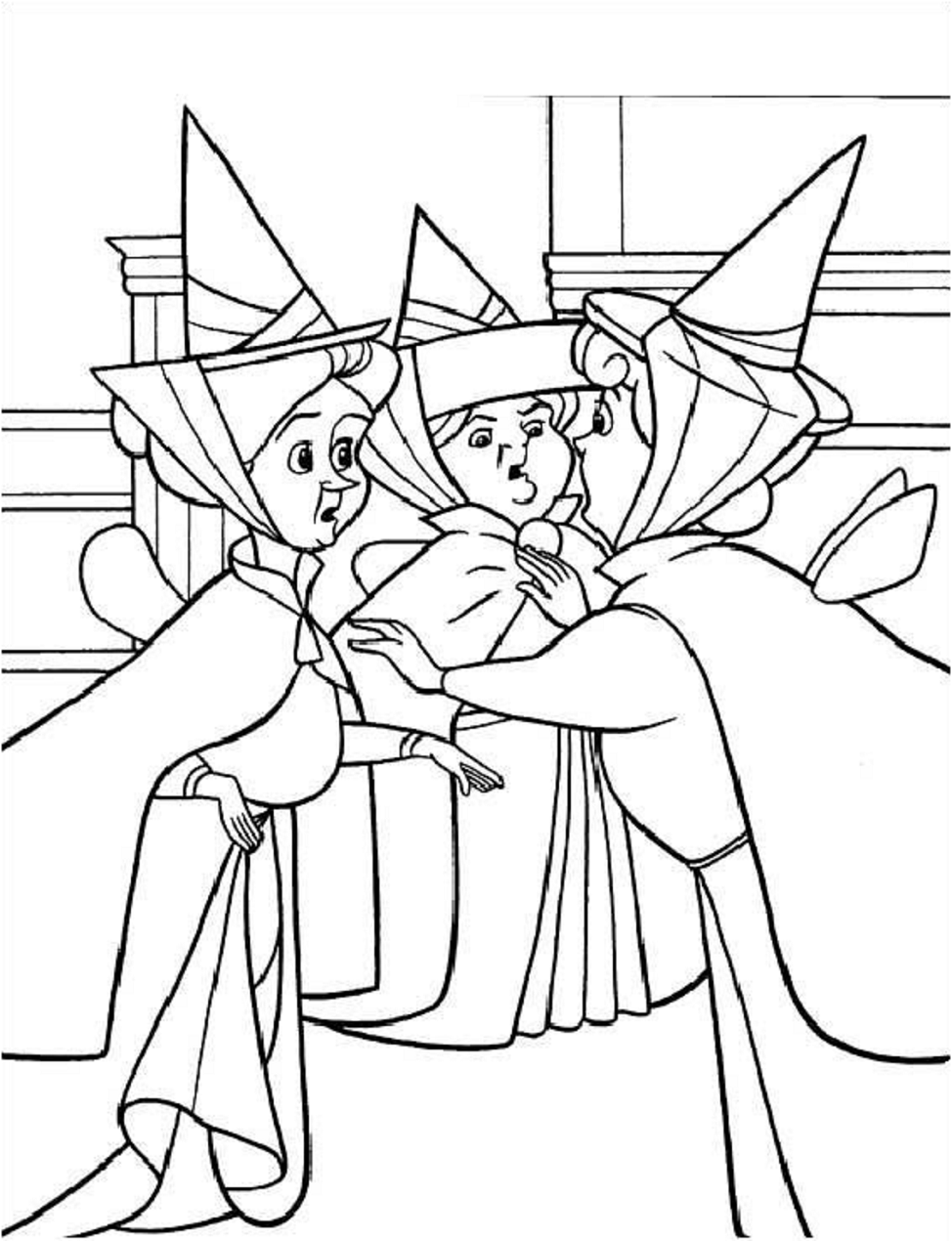 Dibujo de Flora Fauna y Merryweather para Colorear y Imprimir