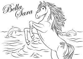 Dibujo de Bella Sara Saltando En La Playa para Colorear y Imprimir