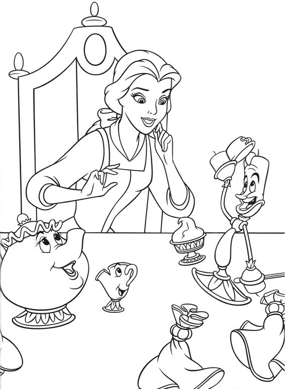 Dibujo de Belle Con Sus Amigos para Colorear y Imprimir