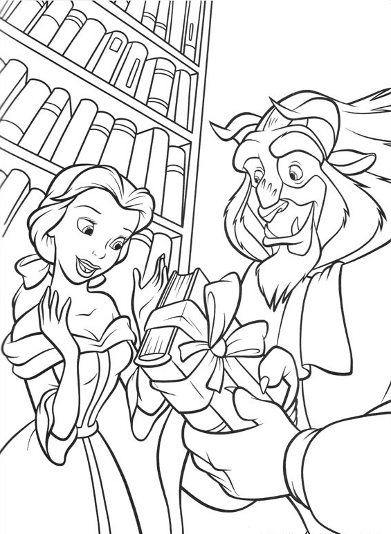 Dibujo de Belle Monstruo Con Un Libro para Colorear y Imprimir