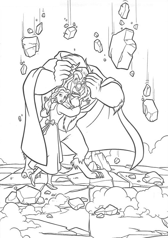 Dibujo de Monstruo Protegiendo a Belle para Colorear y Imprimir