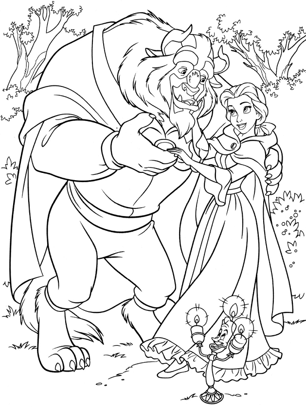 Dibujo de Monstruo y Belle Bailando para Colorear y Imprimir