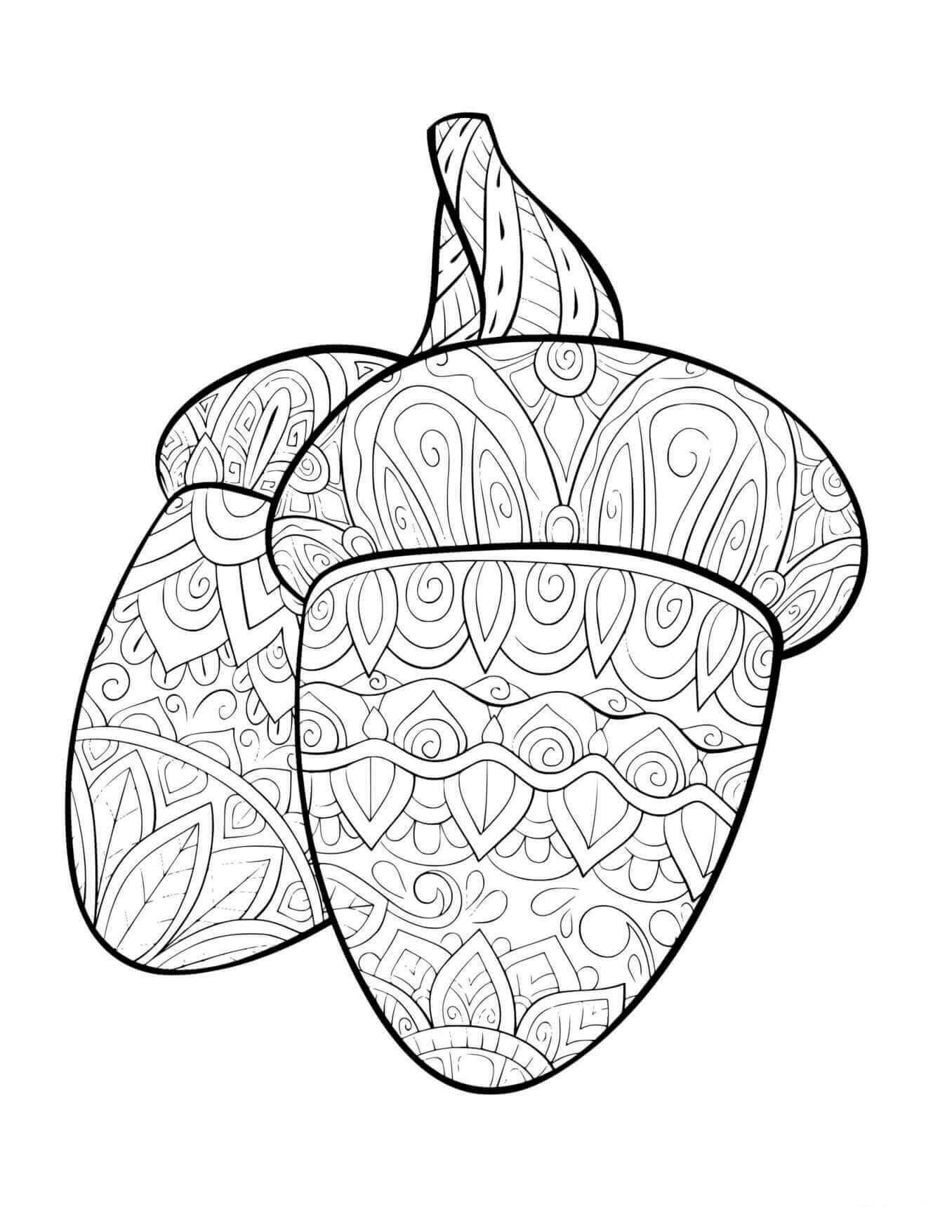 Dibujo de Mándala de Bellota para Colorear y Imprimir