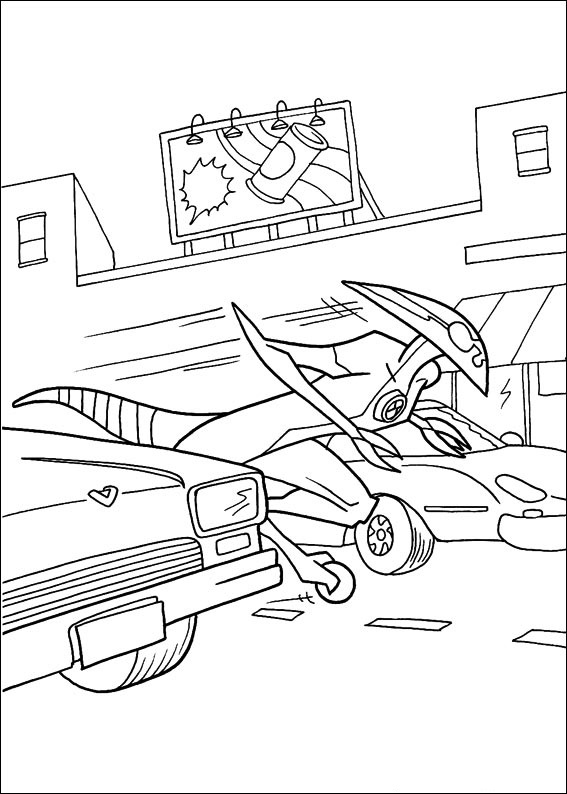 dibujo de ben 10 xlr8 en funcionamiento para colorear