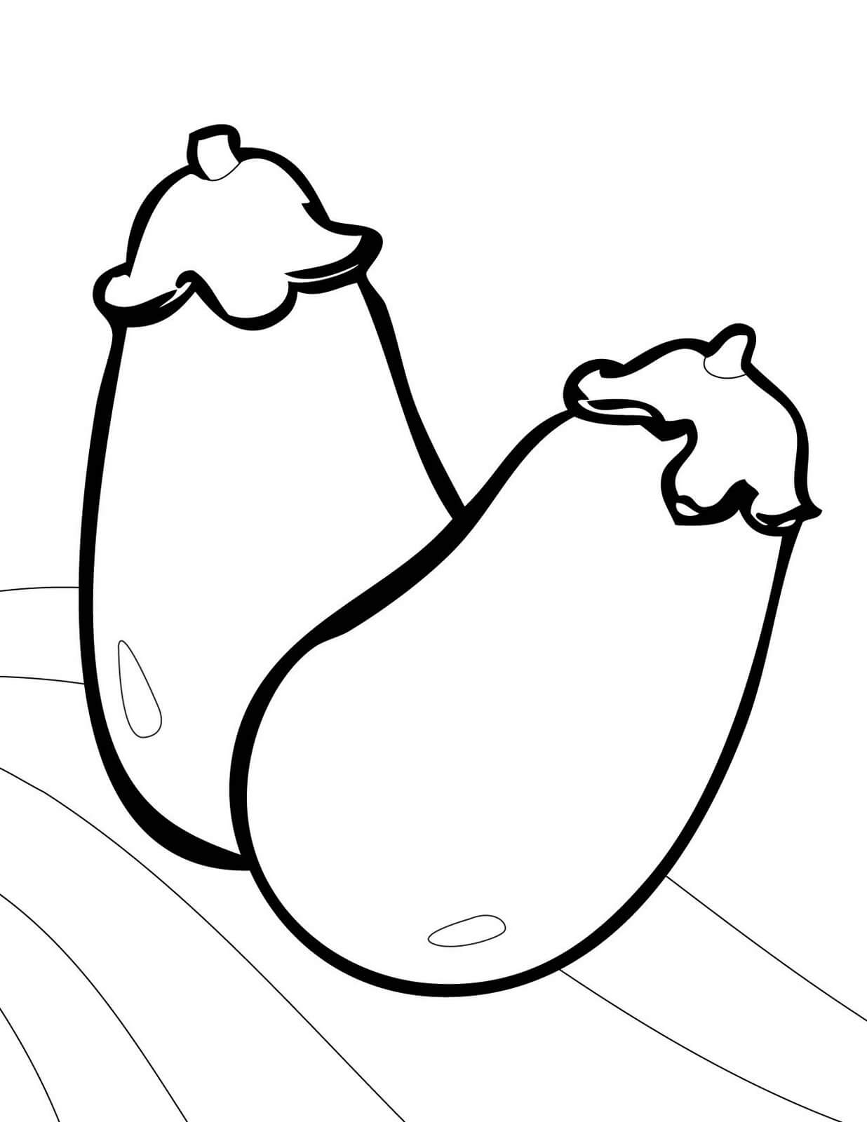 dibujo dos berenjenas normales para colorear