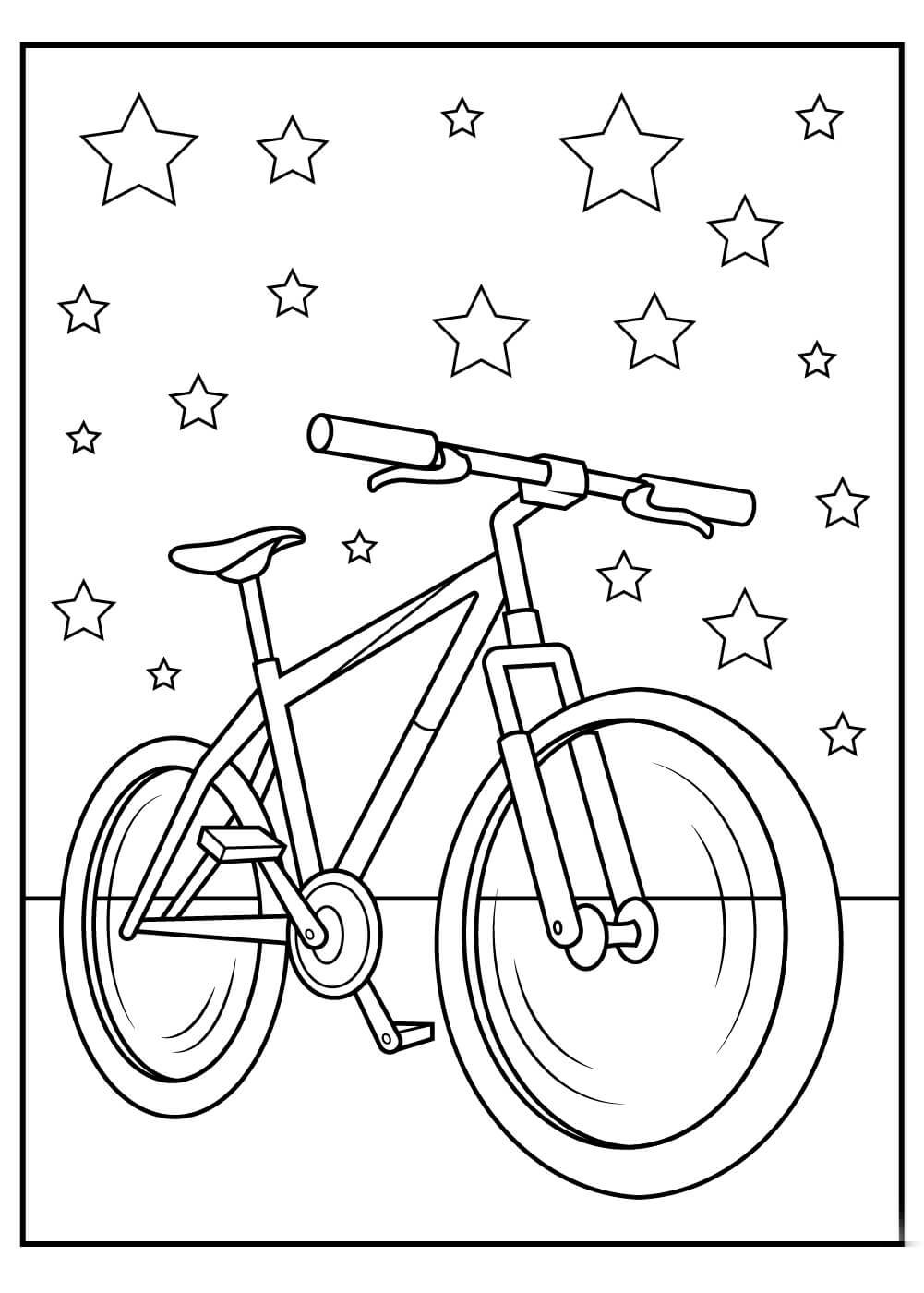 dibujo bicicleta con estrella imprimir y colorear
