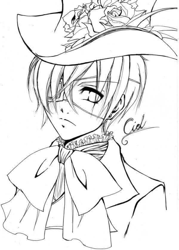 Dibujo de Ciel Phantomhive de Mayordomo Negro para Colorear y Imprimir