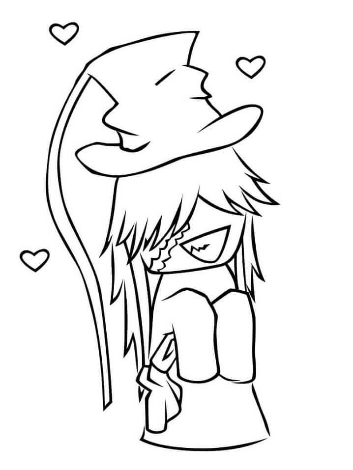 Dibujo de Enterrador Chibi de Mayordomo Negro para Colorear y Imprimir