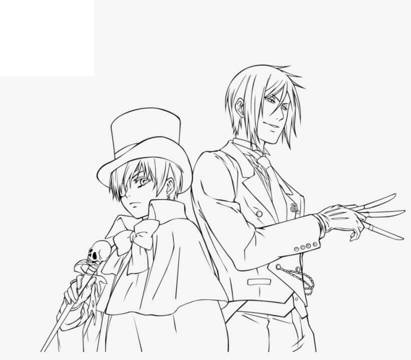 Dibujo de Sebastian y Ciel para Colorear y Imprimir