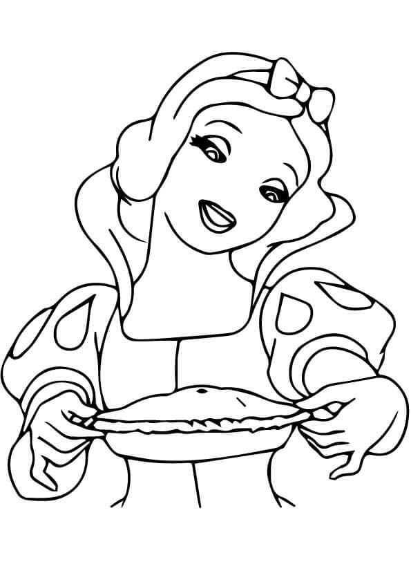 Dibujo de Blancanieves Con Comida para Colorear y Imprimir