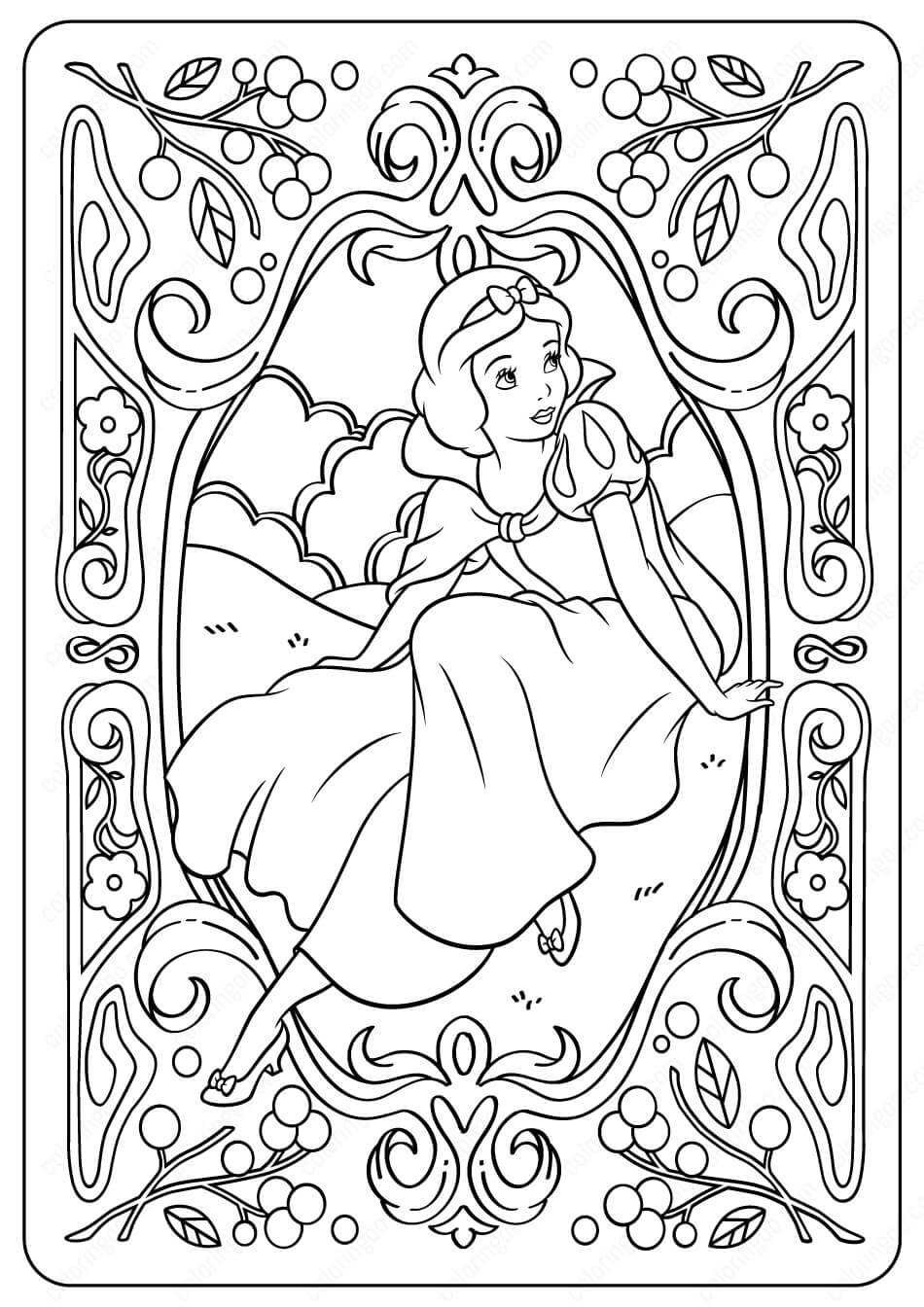 Dibujo de Blancanieves En El Espejo para Colorear y Imprimir