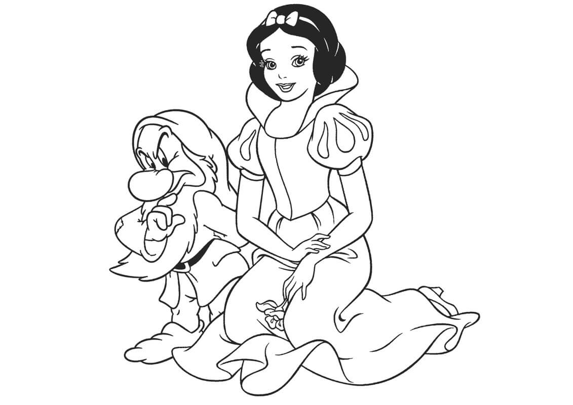 Dibujo de Blancanieves y Enojado para Colorear y Imprimir