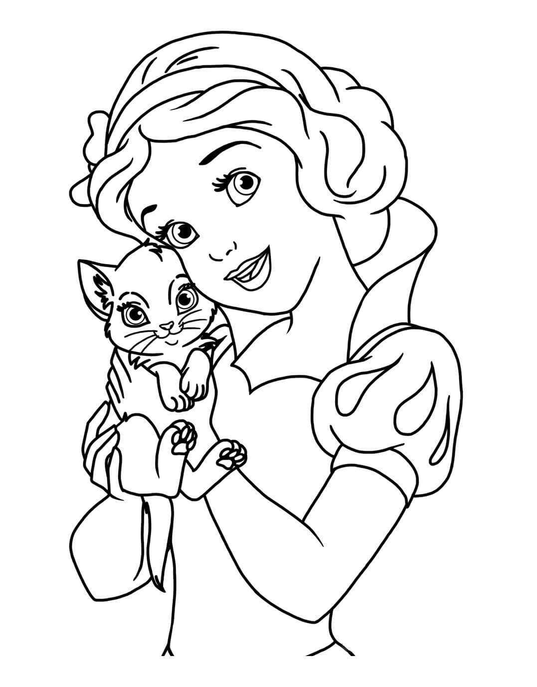 Dibujo de Gato de Exploracion de Blancanieves para Colorear y Imprimir