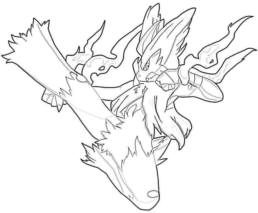 Dibujo de Patada Mega Blaziken para Colorear y Imprimir
