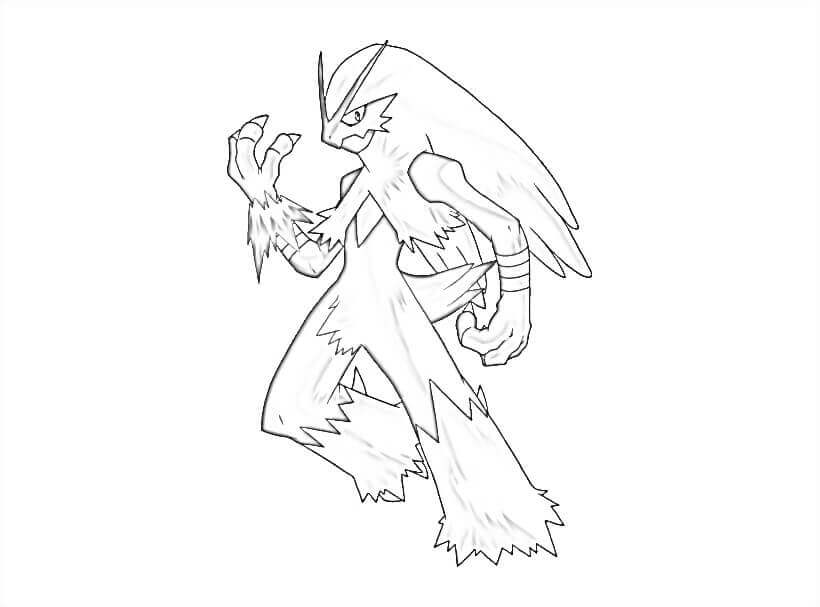 Dibujo de Pokémon Blaziken Genial para Colorear y Imprimir