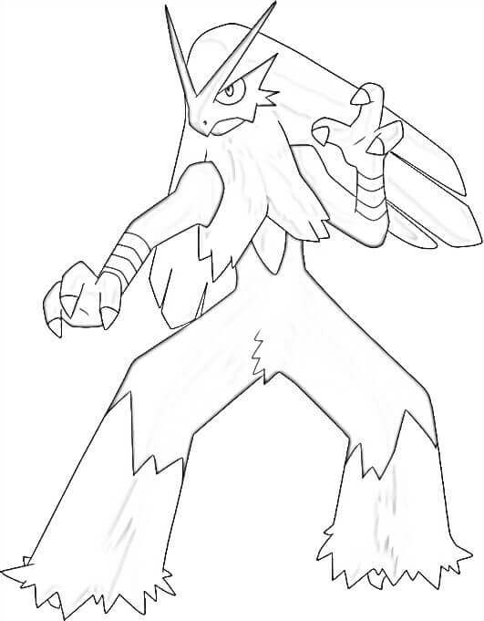 Dibujo de Pokémon Blaziken Luchando para Colorear y Imprimir