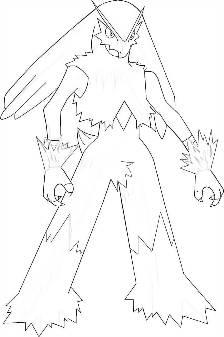 Dibujo de Pokémon Blaziken Sonriendo para Colorear y Imprimir