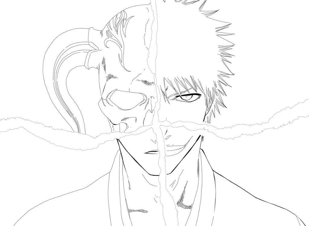 Dibujo de Cara Hueca Ichigo para Colorear y Imprimir