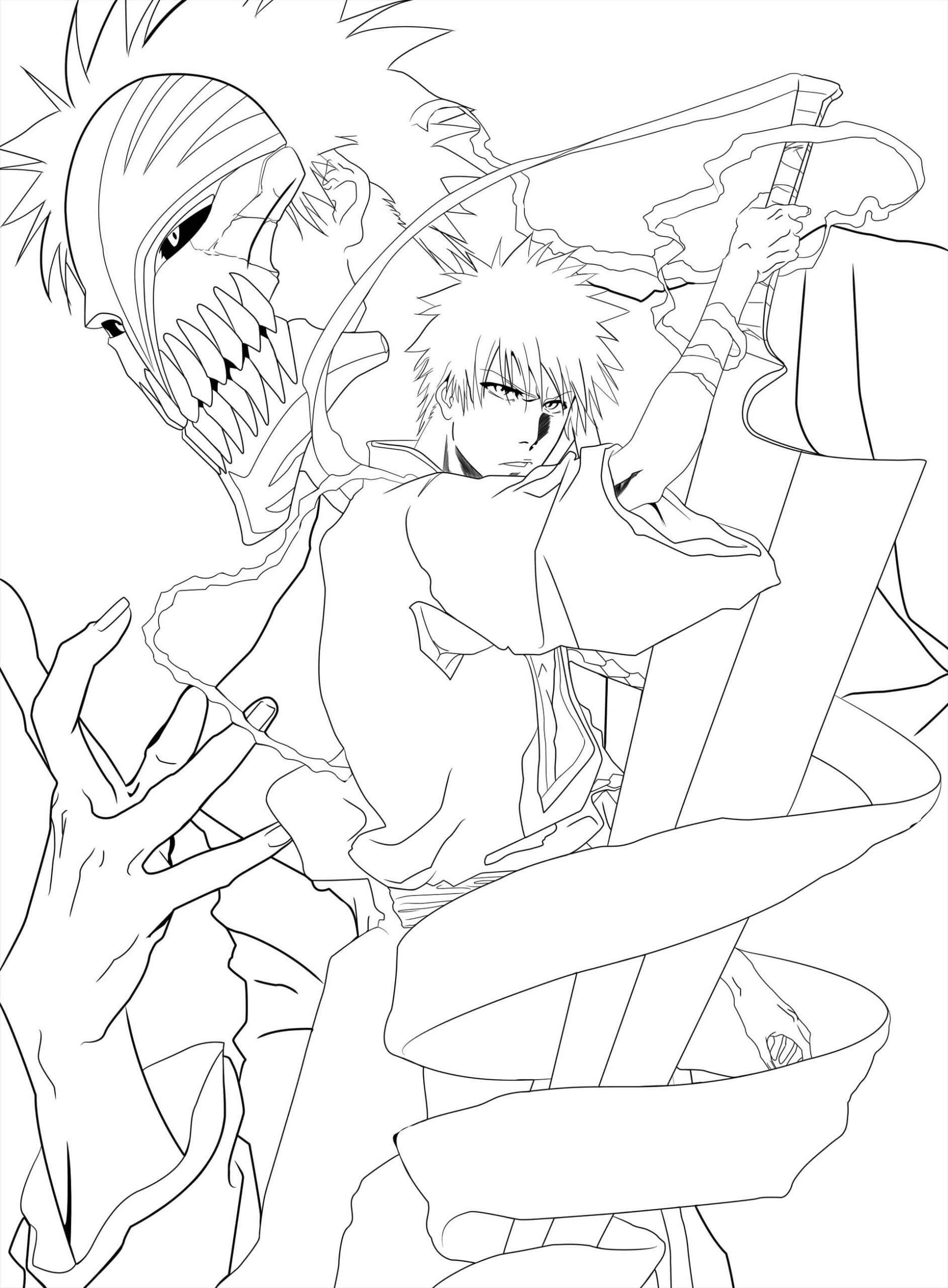 Dibujo de Ichigo Vs Hueco Scaled para Colorear y Imprimir