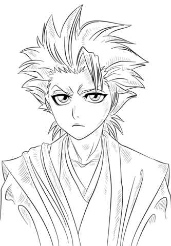 Dibujo de Toshiro Enojado para Colorear y Imprimir