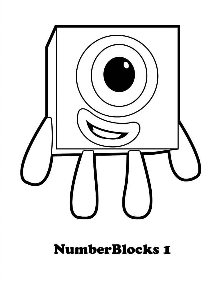 dibujo bloques de numeros 1 para colorear