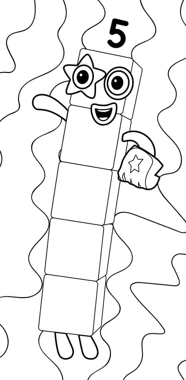 dibujo bloques de numeros 5 para colorear