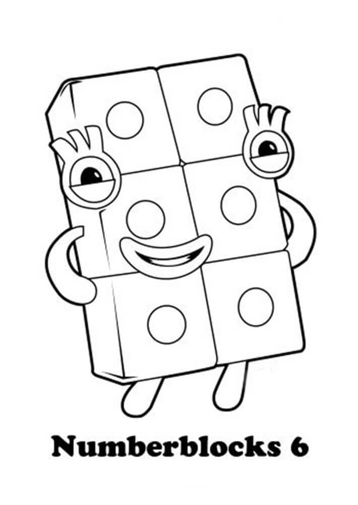 dibujo bloques de numeros 6 para colorear
