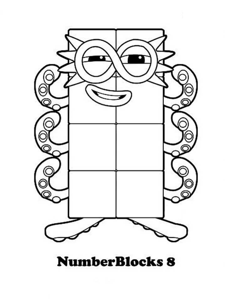 dibujo bloques de numeros 8 para colorear