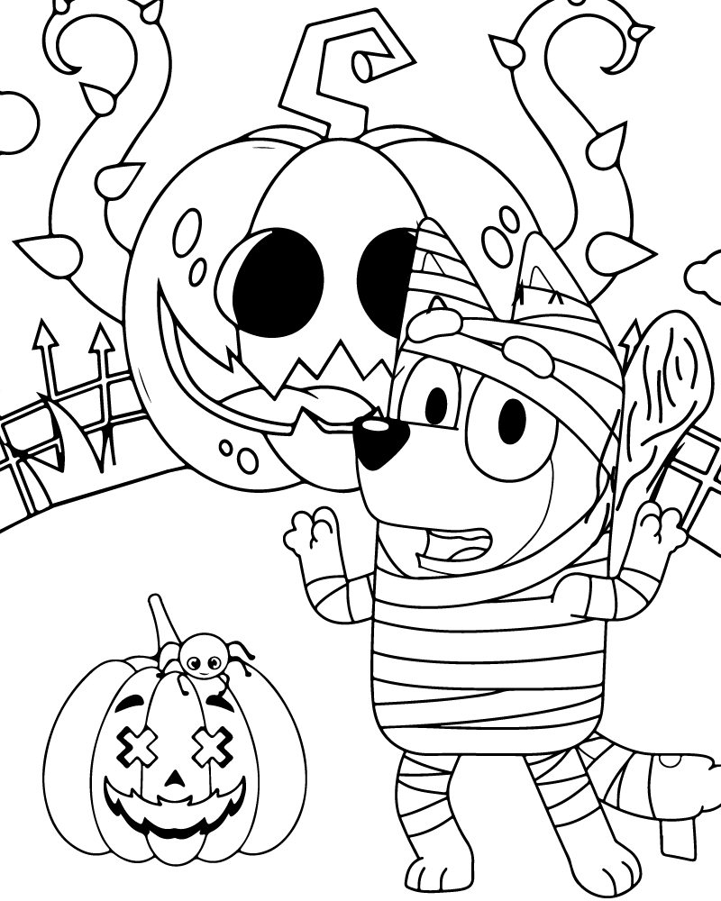Dibujo de Bluey Halloween Costume Coloring Pages para Colorear y Imprimir