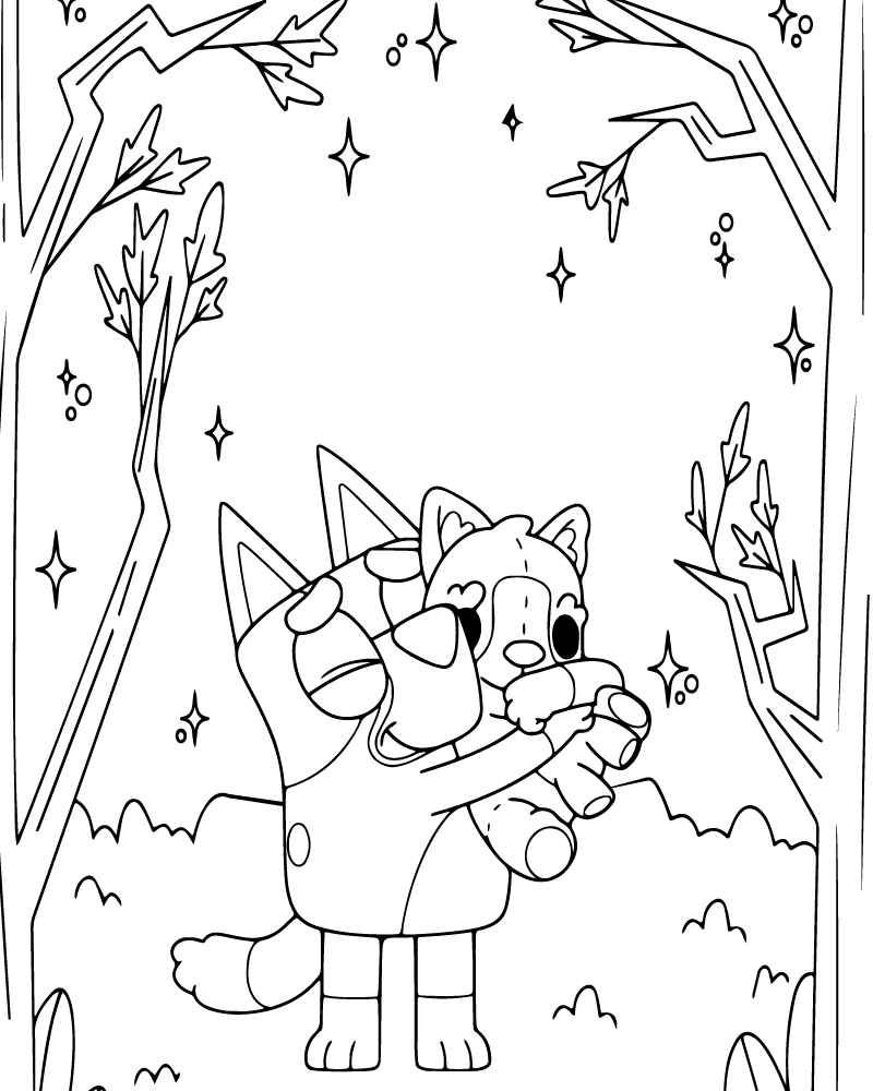 Dibujo de Cute Bluey Halloween Coloring Page para Colorear y Imprimir