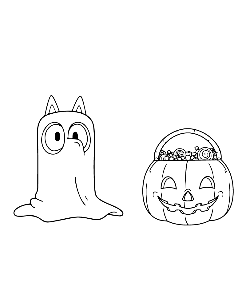 Dibujo de Free Bluey Halloween Coloring Sheet para Colorear y Imprimir