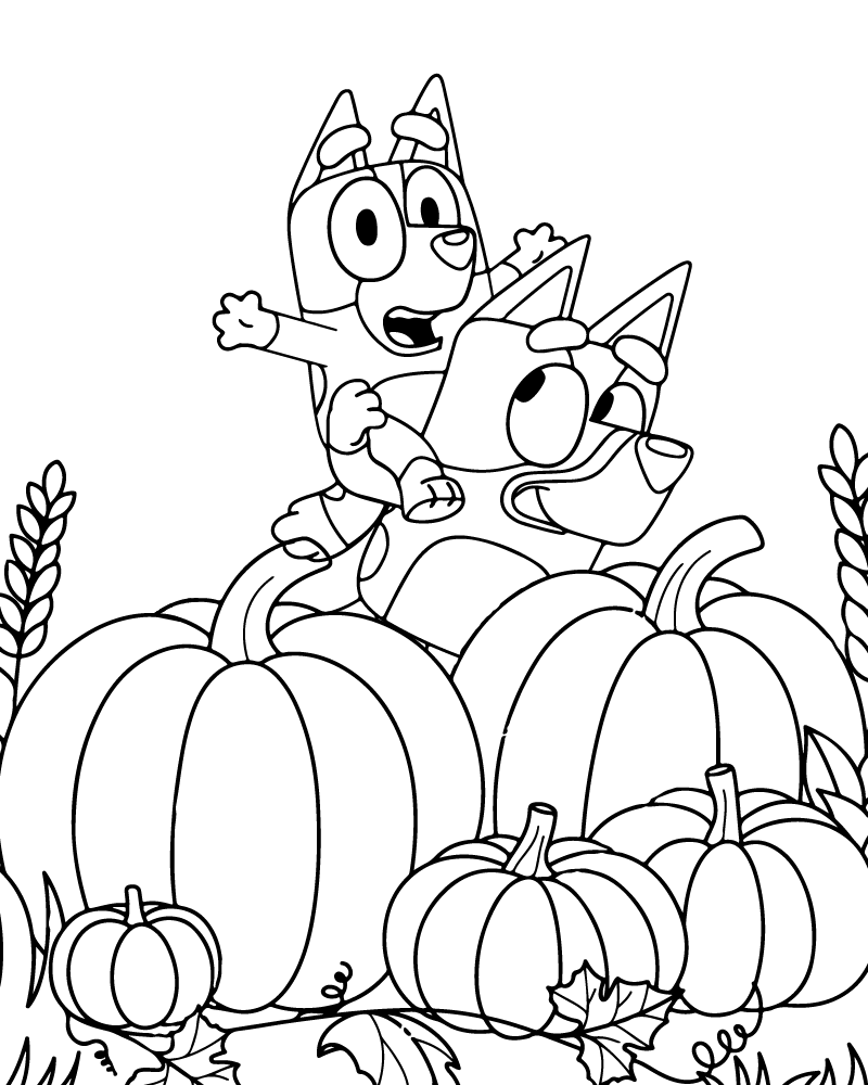 Dibujo de Free Bluey Halloween Pdf Coloring Page para Colorear y Imprimir