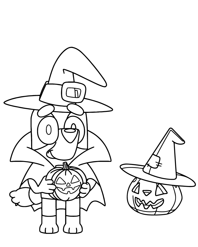 Dibujo de Free Bluey Spooky Halloween Coloring Page para Colorear y Imprimir