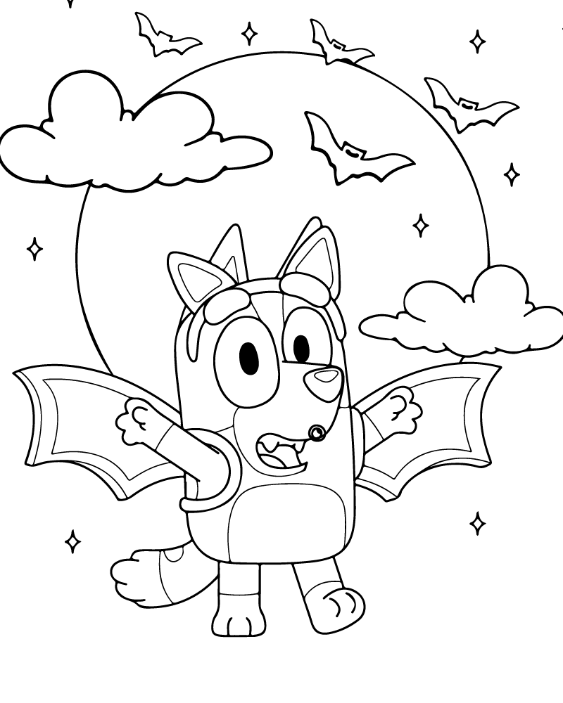 Bluey de Halloween para Colorear
