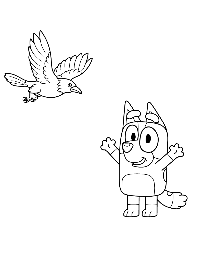 Dibujo de Scary Bluey Halloween Coloring Page para Colorear y Imprimir