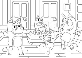 dibujo bluey en la playa para colorear