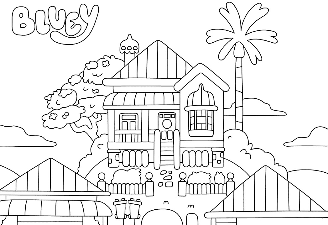 dibujo casa de bluey para colorear