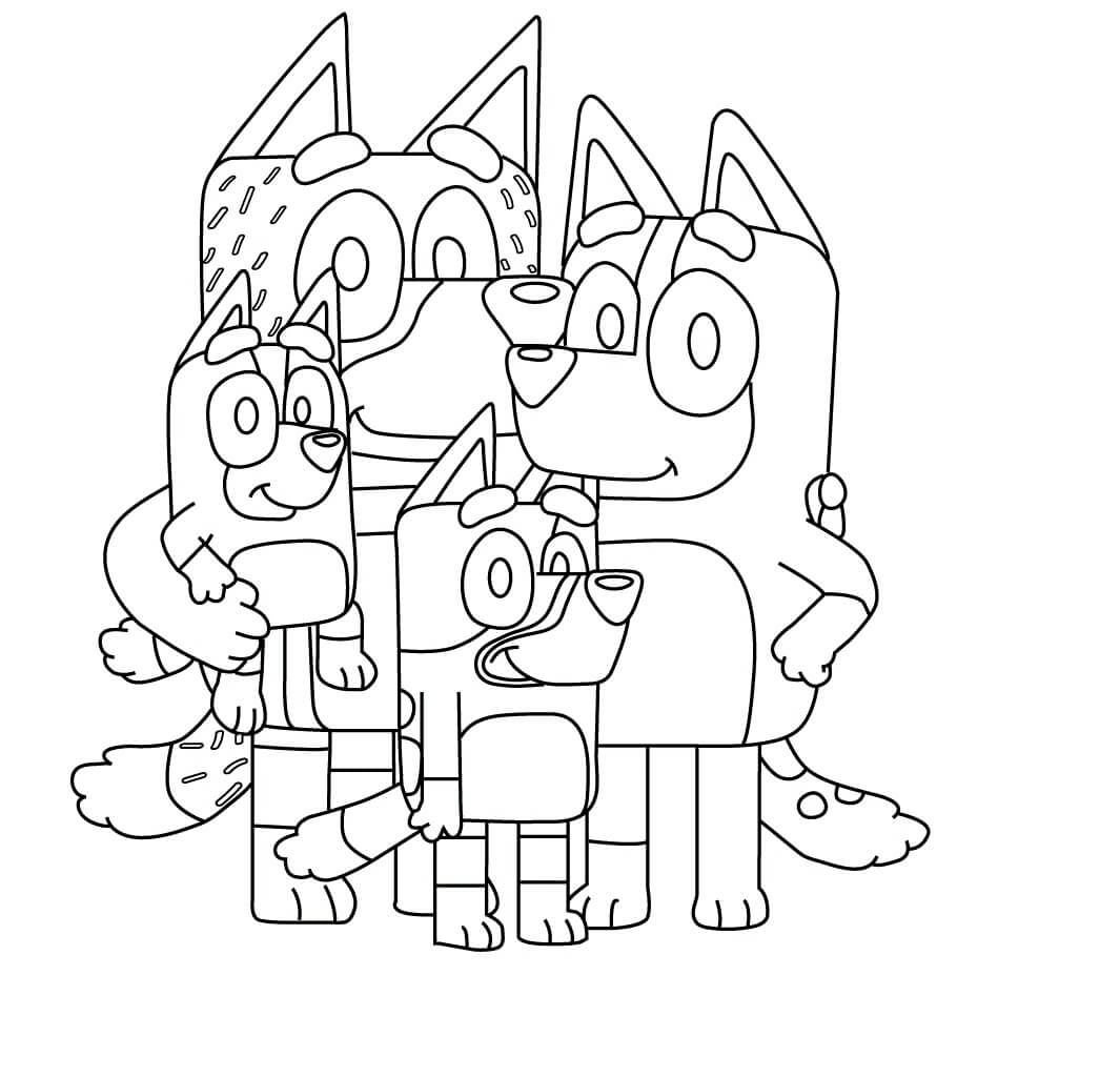 dibujo familia bluey para colorear