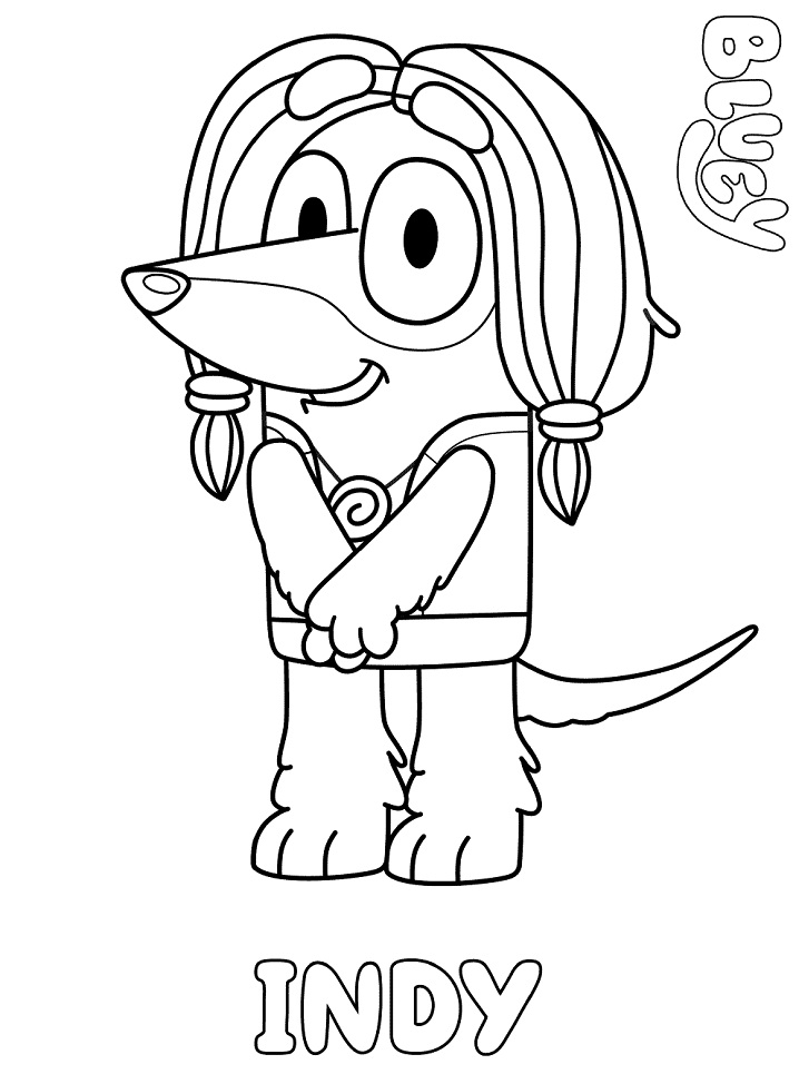dibujo indy de bluey para colorear
