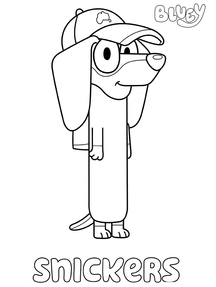 dibujo snickers de bluey para colorear