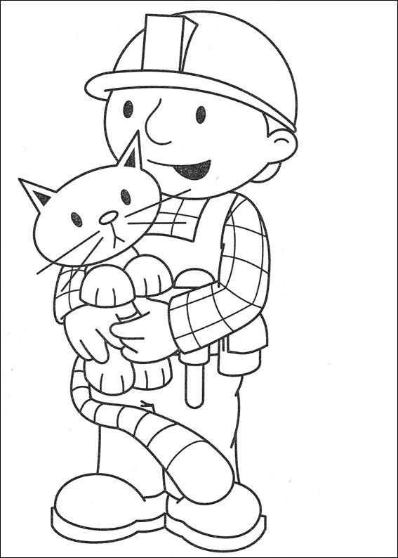 Dibujo de Bob Sosteniendo Sardina para Colorear y Imprimir