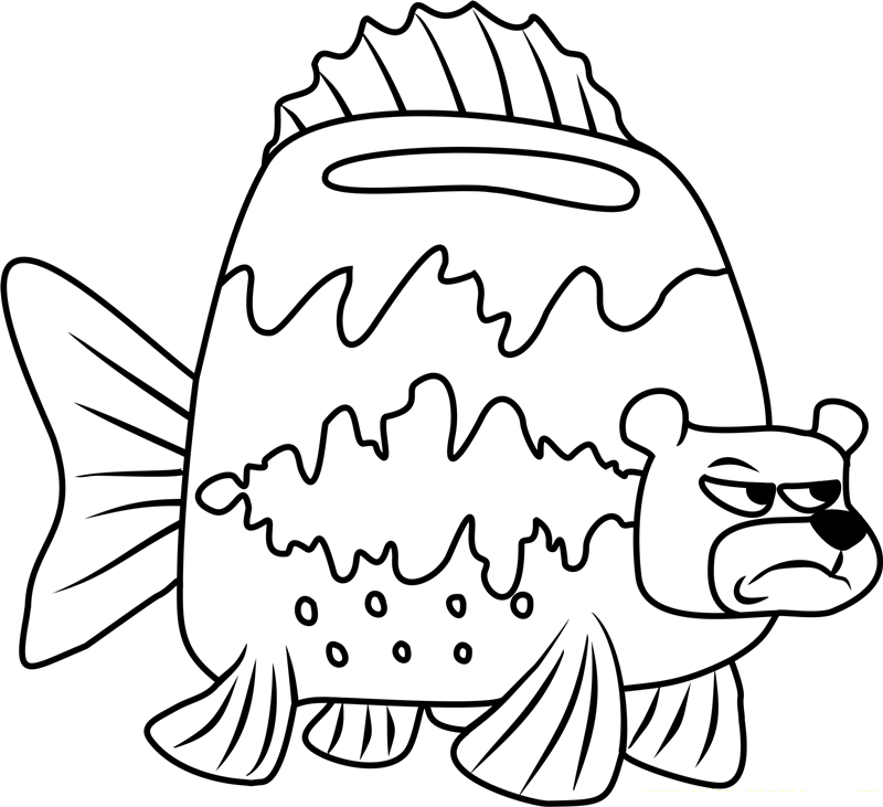 Dibujo de Oso de Mar Enojado para Colorear y Imprimir