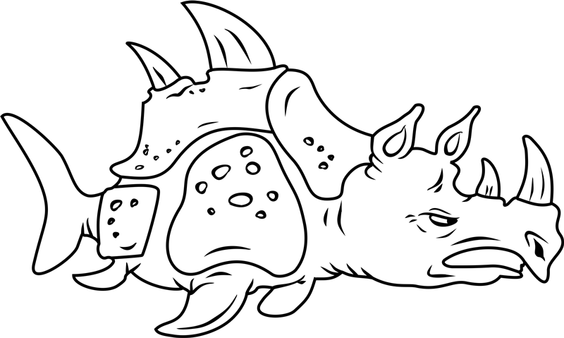 Dibujo de Rinoceronte de Mar Enojado para Colorear y Imprimir