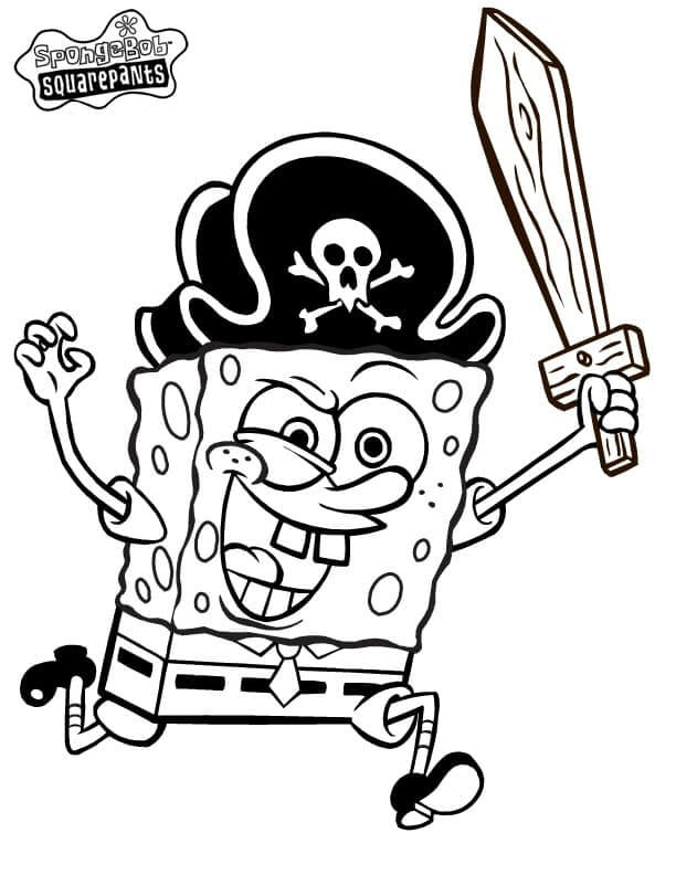 dibujo ataque de bob esponja pirata para colorear