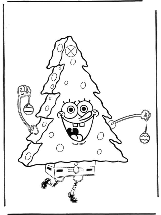 dibujo bob esponja arbol de navidad para colorear