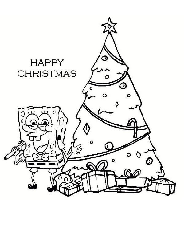 dibujo bob esponja cantando para colorear